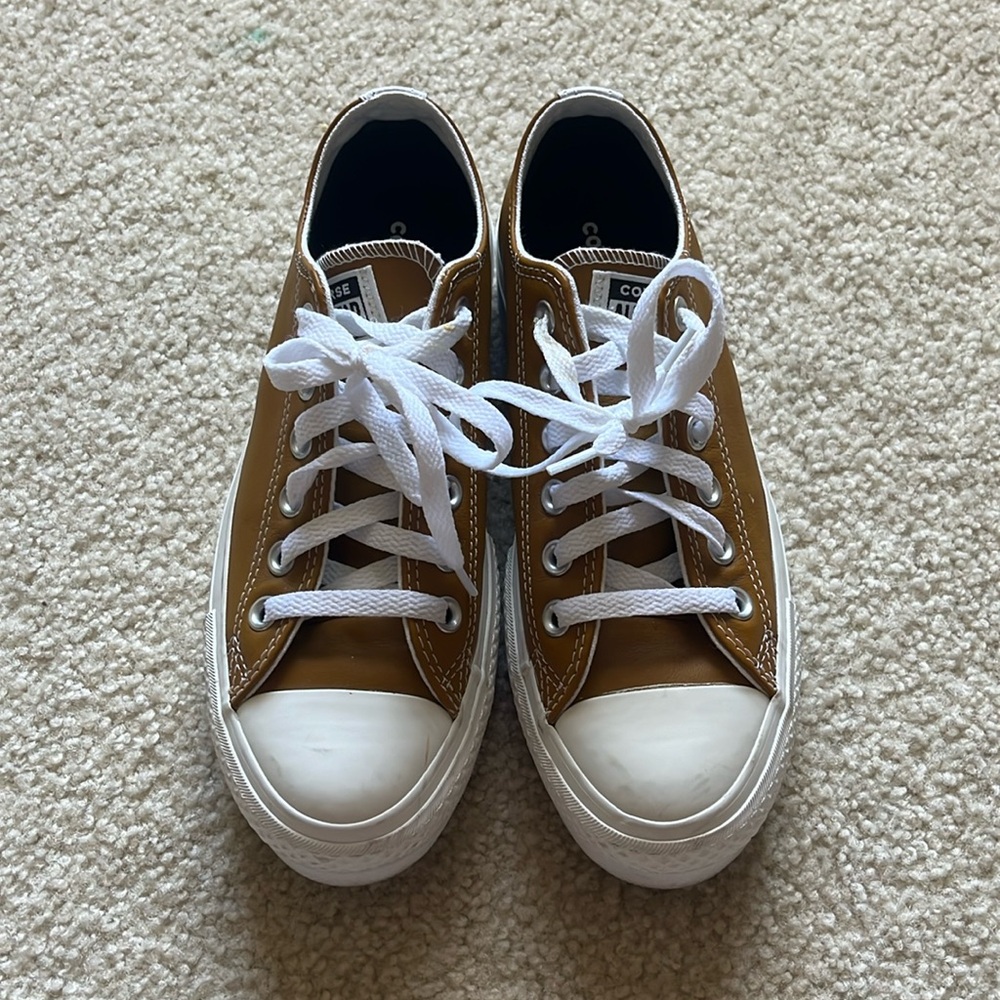 Brown Chuck Taylor All Star Lift Platform Leather by Converse